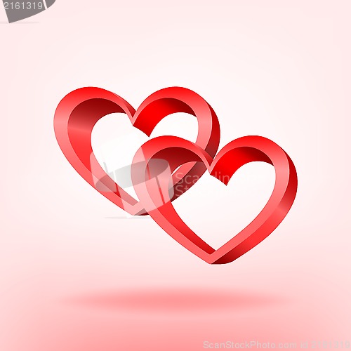 Image of 3D red hearts. Vector illustration. EPS10