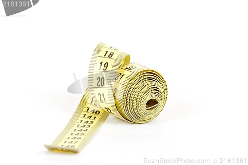 Image of Yellow measuring tape isolated on white