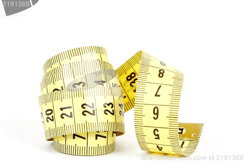 Image of Yellow measuring tape isolated on white