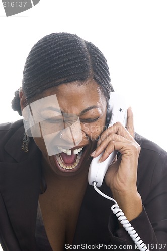 Image of angry woman on phone