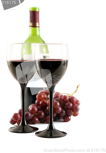 Image of Red wine and grapes