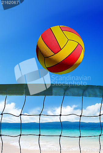 Image of volleyball on beach