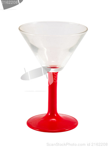 Image of retro glass water-glass red handle isolated white  
