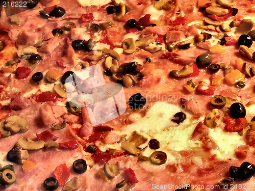 Image of Ham and olives pizza topping