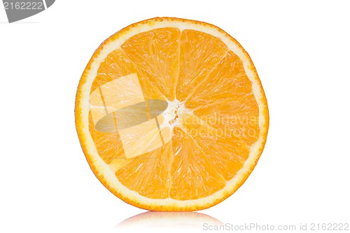Image of Slice of orange with reflection