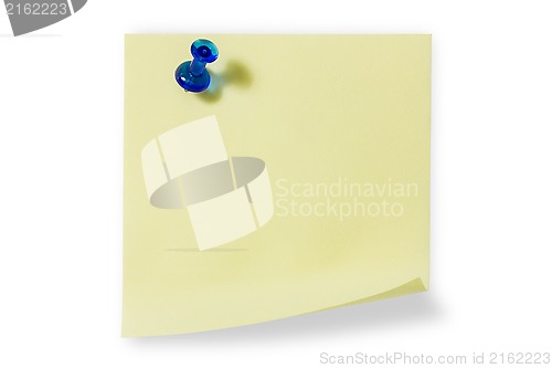 Image of Sticky note with blue push pin