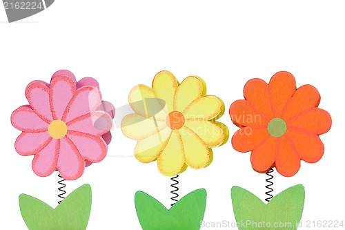 Image of Three color wooden flowers