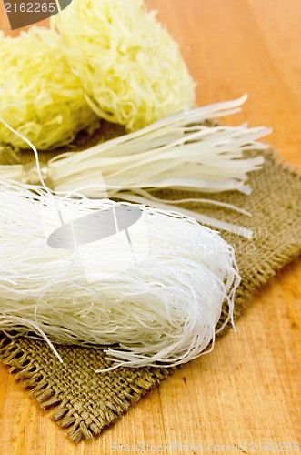 Image of Noodles rice different on burlap