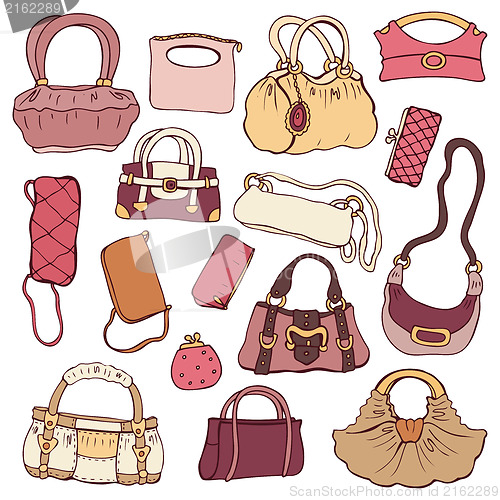 Image of Women's handbags. Hand drawn Vector Set