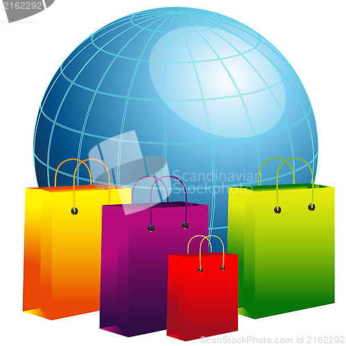 Image of World globe with shopping bags