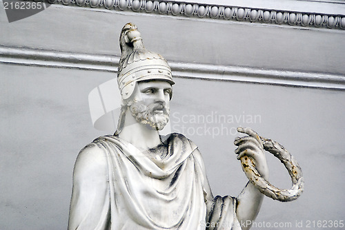 Image of Statue in the ancient helmet in Saint-Petersburg