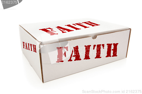 Image of White Box with Faith on Sides Isolated