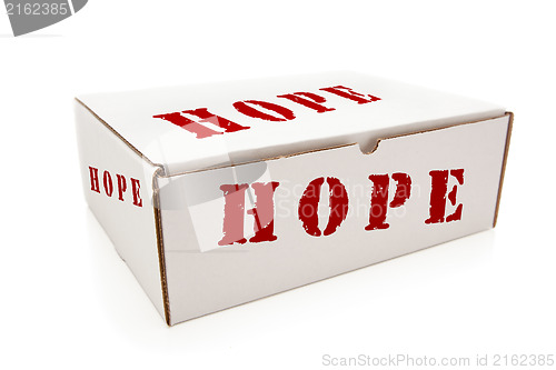 Image of White Box with Hope on Sides Isolated