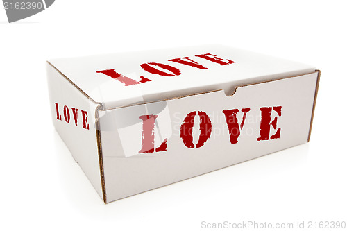 Image of White Box with Love on Sides Isolated