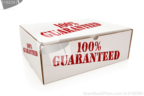 Image of White Box with 100% Guaranteed on Sides Isolated