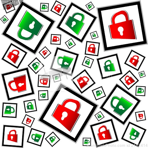 Image of red and green padlocks seamless vector pattern - security concept