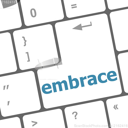 Image of computer keyboard key with the word embrace on it