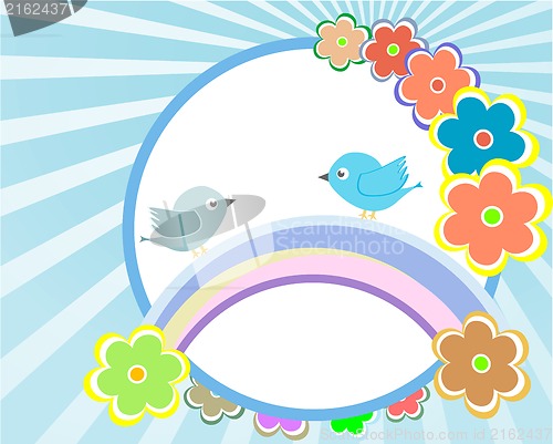 Image of bird and flower background design - baby boy invitation card