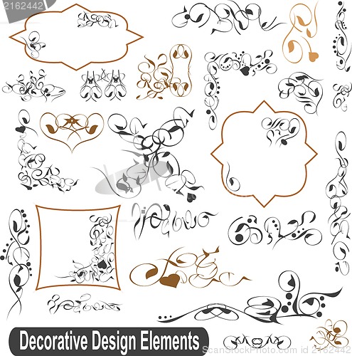 Image of calligraphic design elements set, borders frames