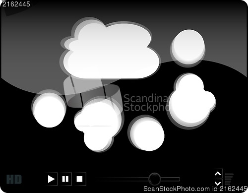 Image of black media player with abstract cloud interface