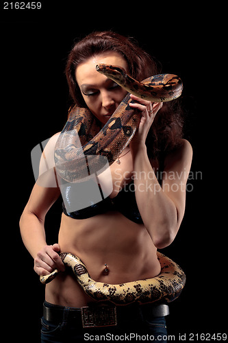 Image of Exotic Woman with a Boa