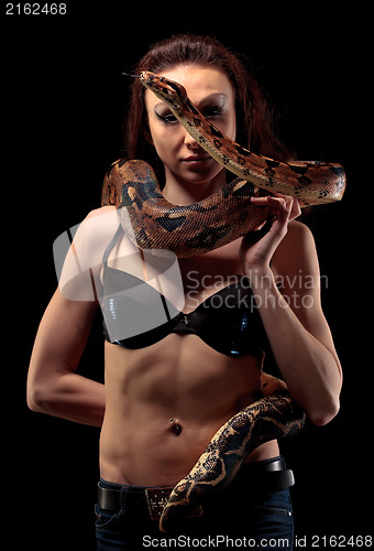 Image of Exotic Woman with a Boa