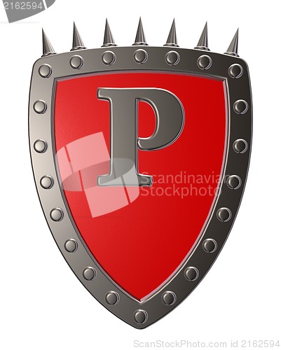 Image of shield with letter p