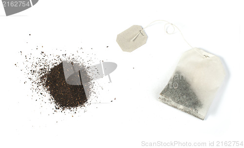 Image of Tea bag with white label 