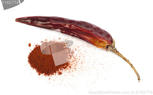 Image of Dried chillies and chilli white isolated