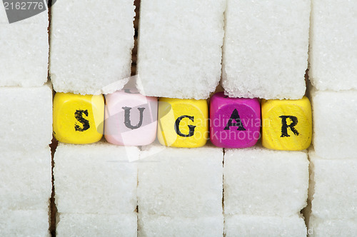 Image of Sugar lumps and text