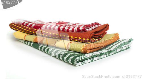 Image of Colorful kitchen towels white isolated