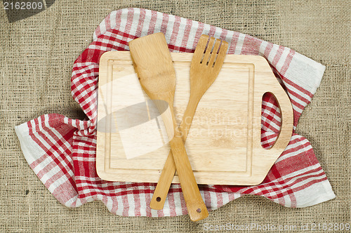 Image of Cross wooden fork and spoon