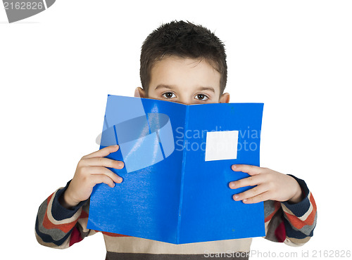 Image of Child with notebook in front of the face