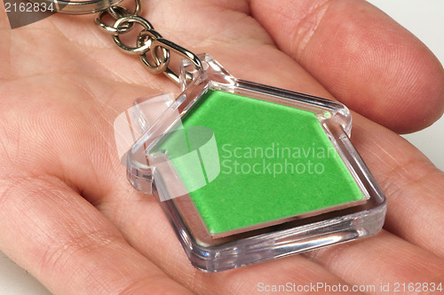 Image of Keychain with figure of green house