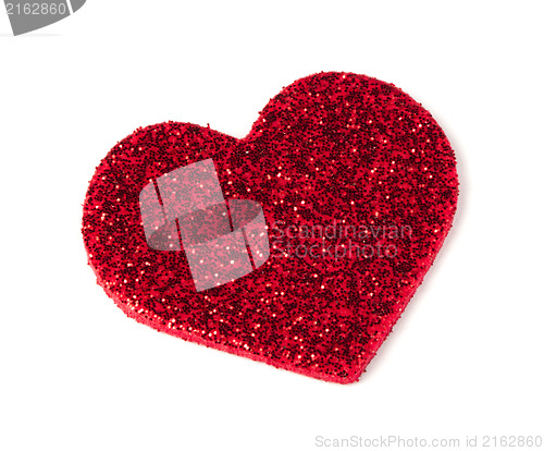 Image of Red shiny hearts on white background