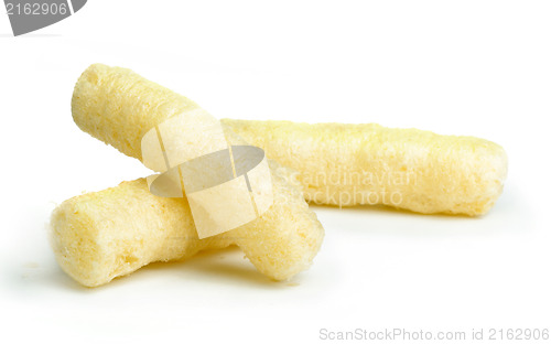 Image of Corn snacks white isolated