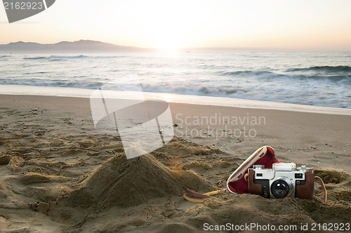 Image of Vintage camera on the beach