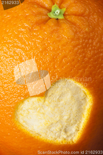 Image of Heart shape carved in orange peel