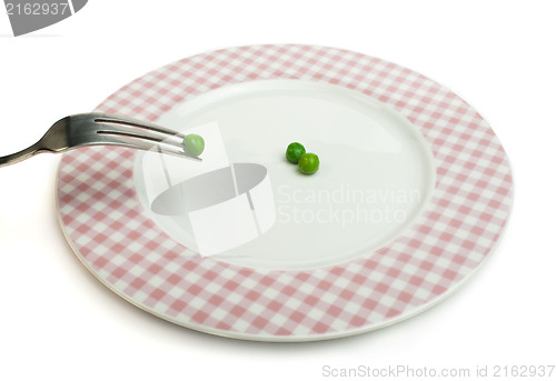 Image of Plate with peas and centimeter measure