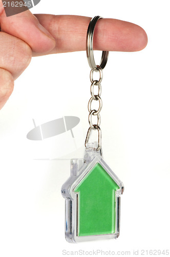 Image of Keychain with figure of green house