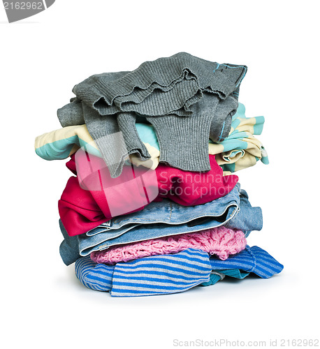 Image of Pile of clothes white isolated