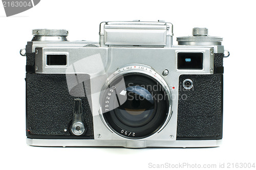 Image of Old vintage camera white isolated