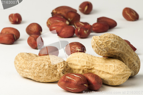 Image of Raw peanuts in shells and shelled peanuts