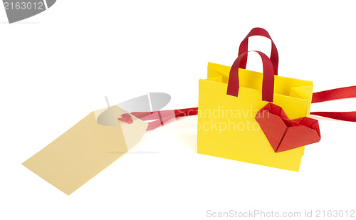 Image of Origami shopping bag and label