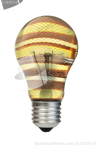 Image of Lamp made ??of heater. Ecology conception