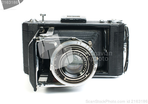 Image of Old vintage camera white isolated