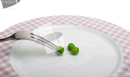 Image of Plate with peas and centimeter measure