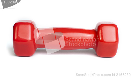 Image of Red dumbbell white isolated