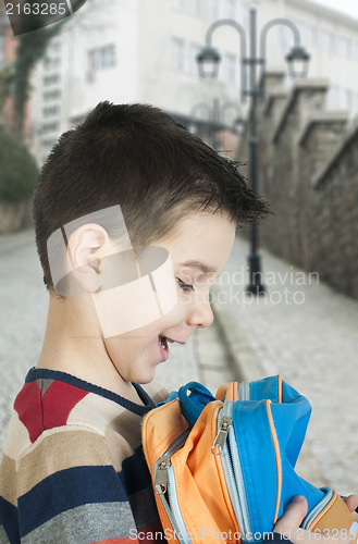 Image of Boy with schoolbag