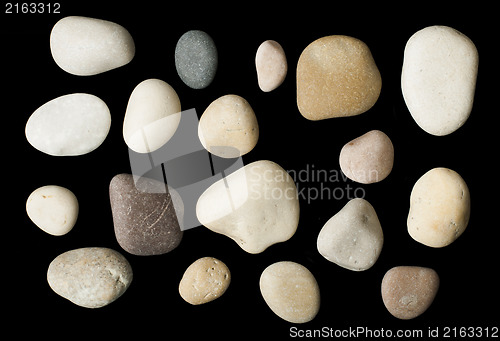 Image of Set of sea stones black isolated